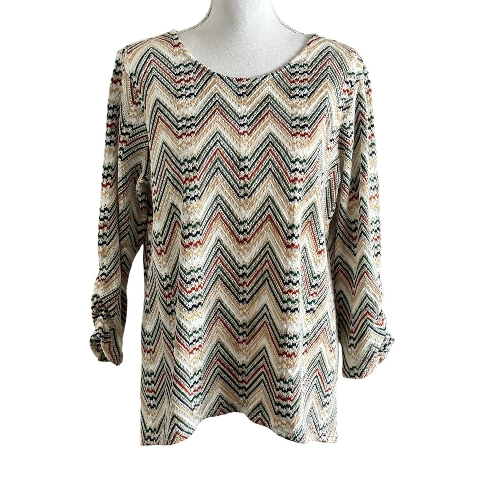 Alfred‎ Dunner Women's Multicolor Chevron Knit Blouse Size Medium - B5